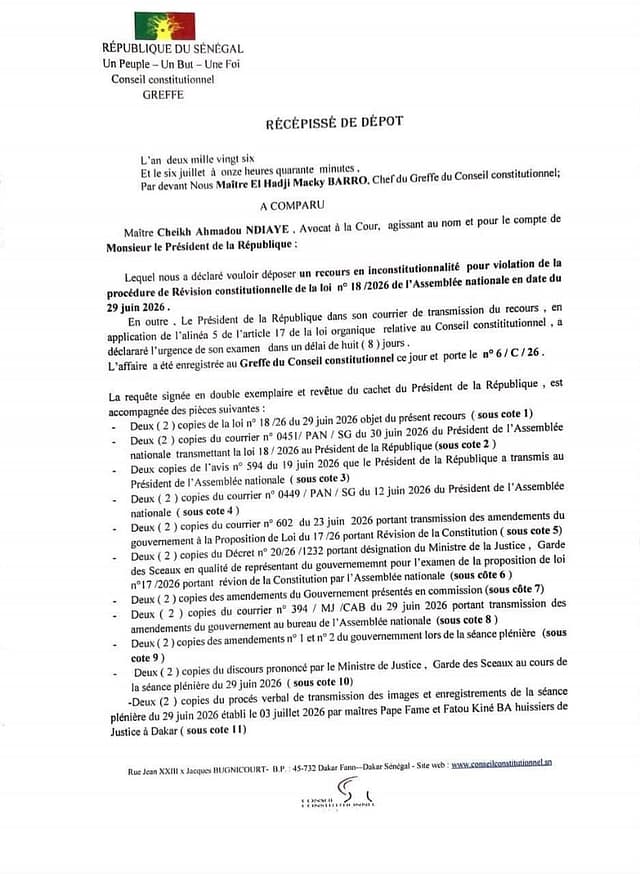 IMG-20260707-WA0241 Réforme constitutionnelle : le président Diomaye dépose un recours en inconstitutionnalité