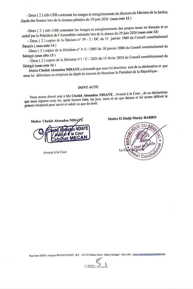 IMG-20260707-WA0242 Réforme constitutionnelle : le président Diomaye dépose un recours en inconstitutionnalité