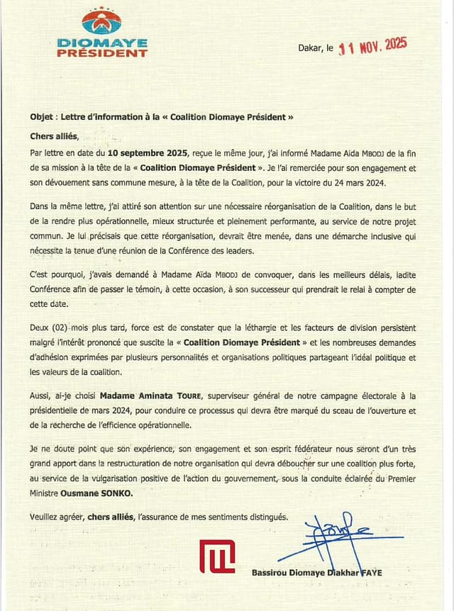 IMG-20251111-WA0192 Coalition Diomaye Président : Aïda Mbodji remerciée, Mimi Touré pour la remplacer